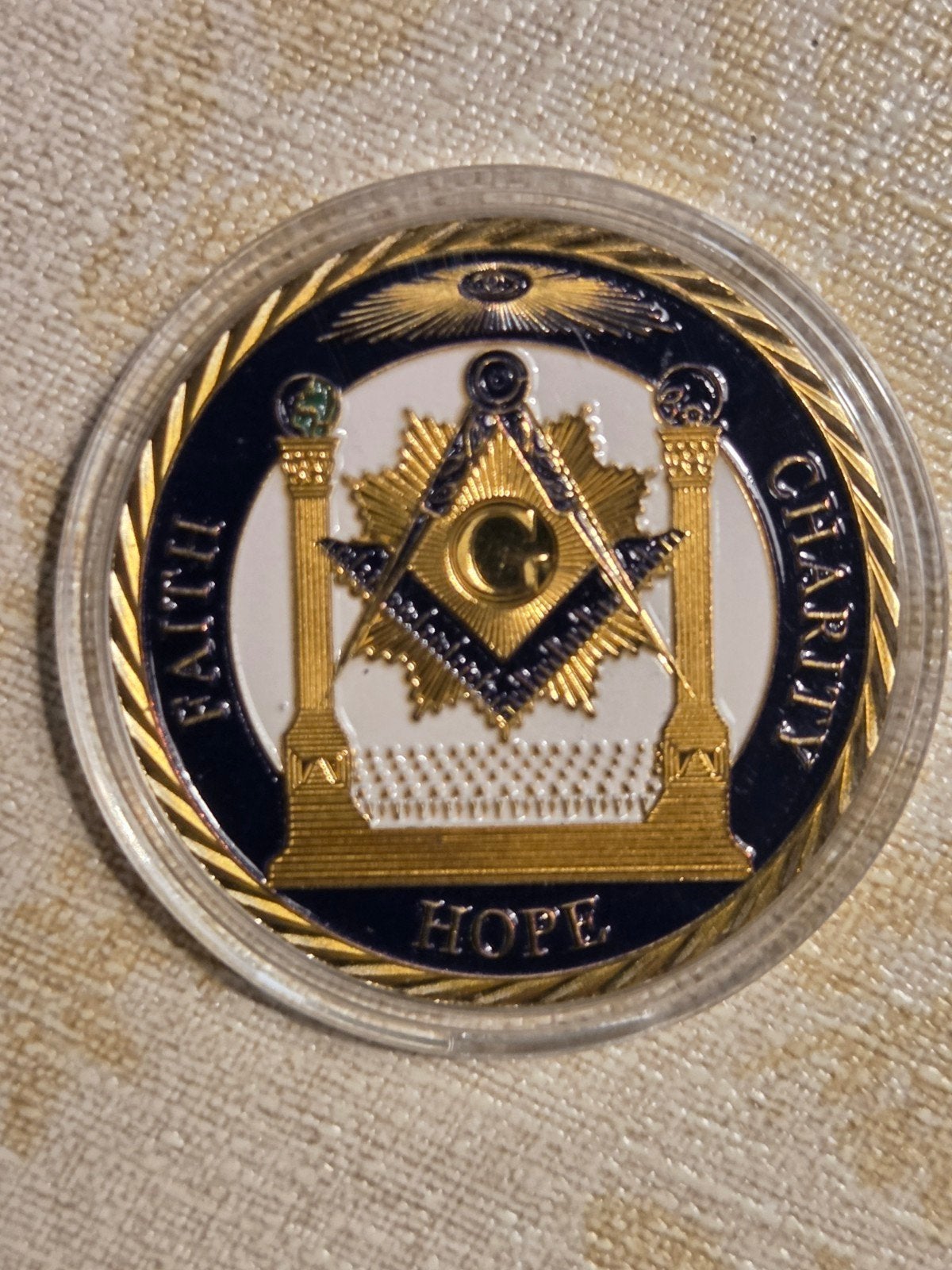 Vrijmetselaar Herdenkingsmunt - Geloof, Hoop, Liefde, Ophalen of Verzenden