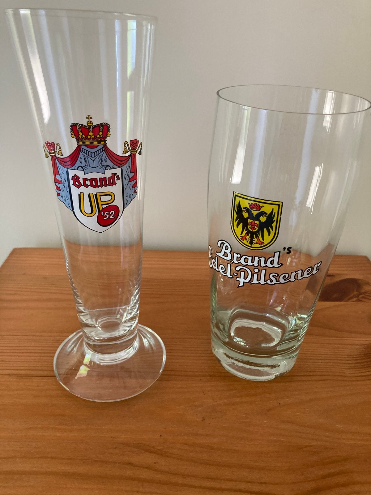 Brand Brouwerij Vintage Bierglazen | Twee Stuks |, Ophalen of Verzenden, Gebruikt, Glas of Glazen, Brand