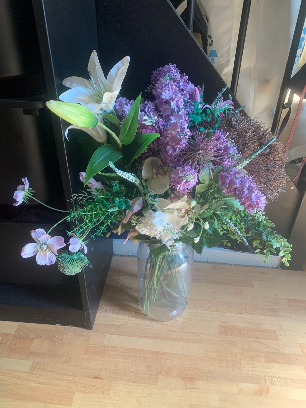 kunstbloemen boeket, Ophalen, Gebruikt, Glas, Meerkleurig