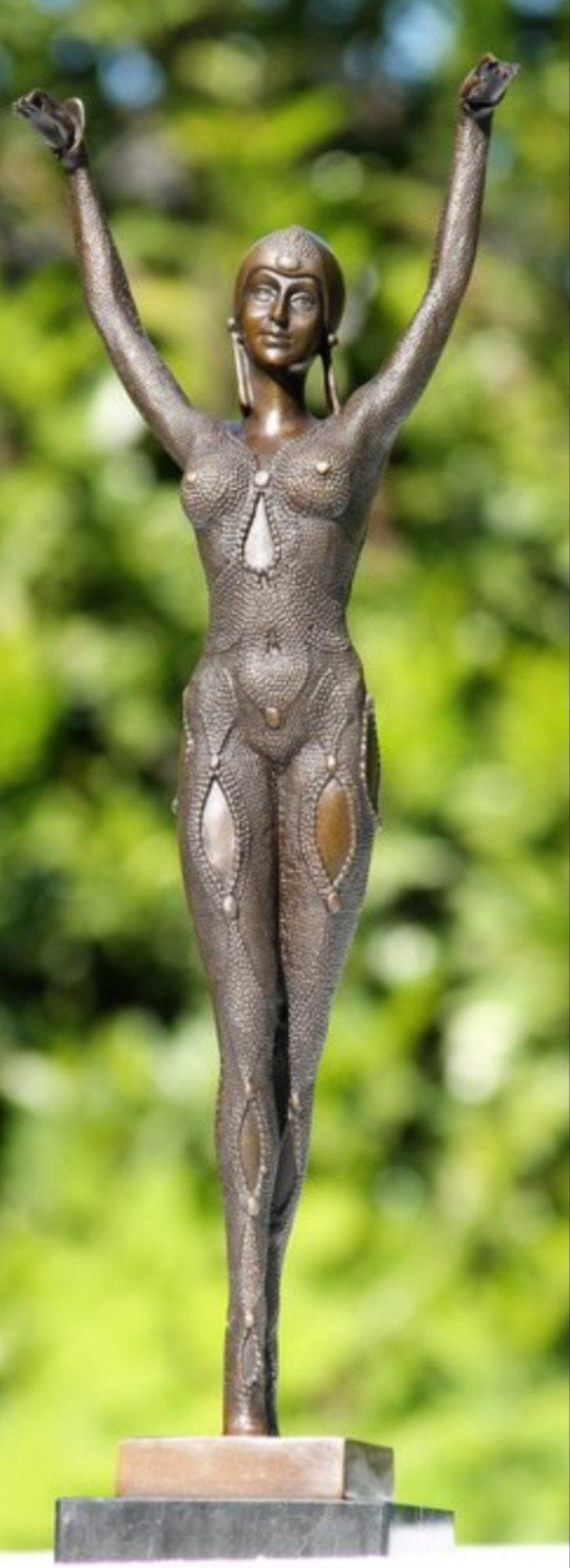 Danseres, Dourga , brons 43 cm, Antiek en Kunst, Art deco, Ophalen of Verzenden, 20 - 50 cm, Beeld
