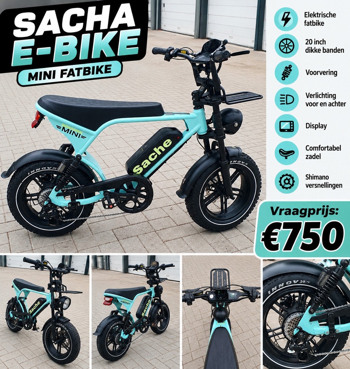 Sacha E-Bike Mini Fatbike - Elektrisch en Comfortabel, Fietsen en Brommers, Ophalen of Verzenden