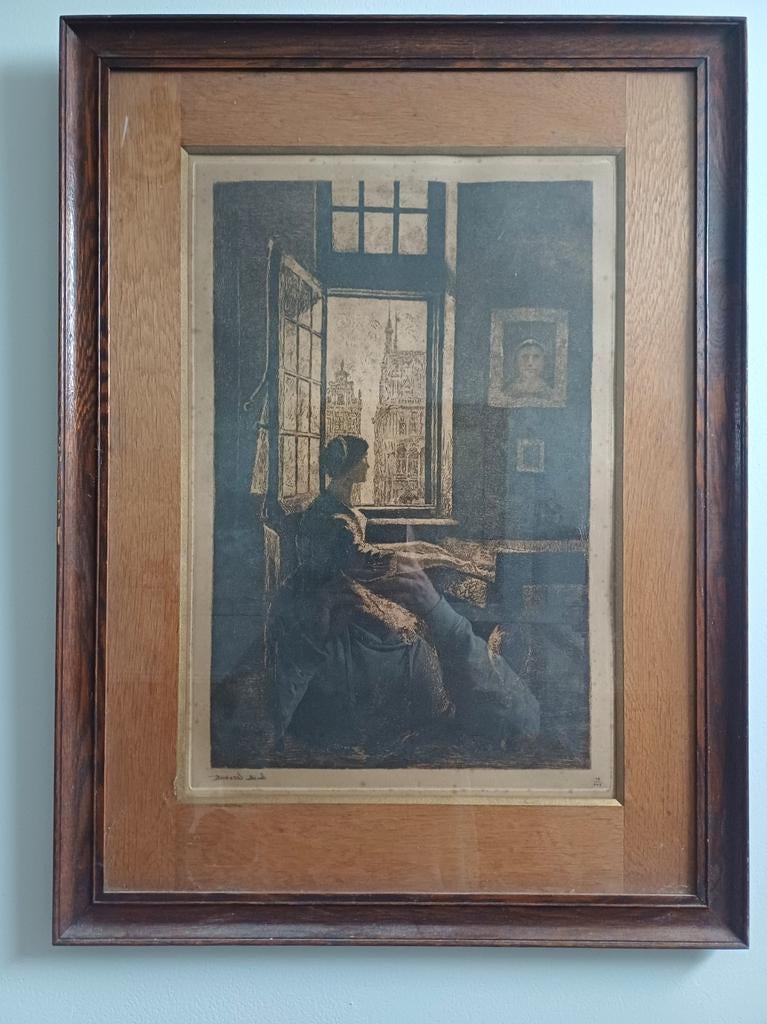 Emile Lecomte - Impressionistische Litho in Lijst, Ophalen of Verzenden