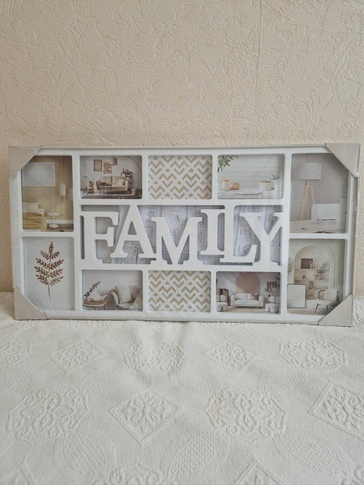Lijst voor familiefoto's - Livarno Collage Fotolijst, Nieuw, Wit, Hout, Hangend