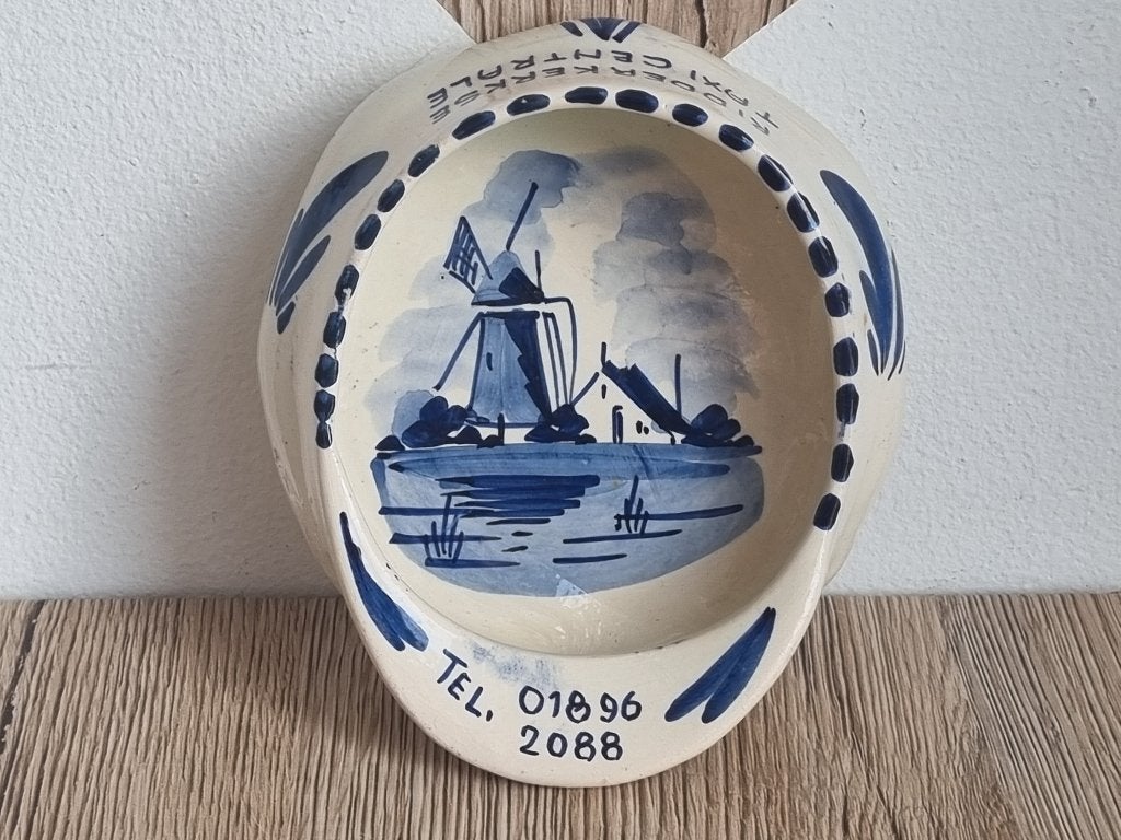 Vintage Delfts Blauwe Pet Schaal Ridderkerkse Taxi Centrale, Verzenden