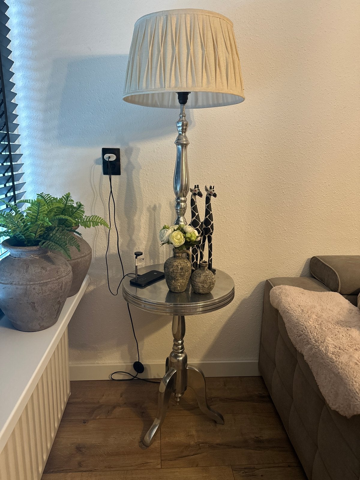 Riviera Maison vloerlamp met kap, Ophalen, Gebruikt, E27 (groot), Metaal