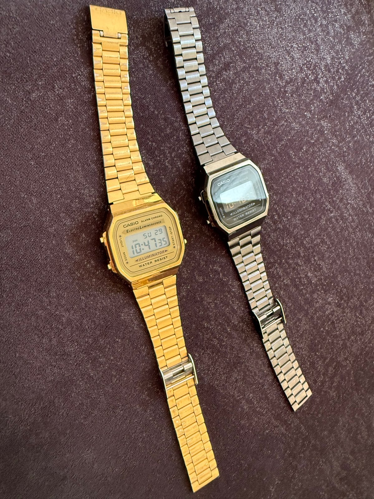 Casio Vintage Horloges - Goud en donker grijs, Ophalen, Casio, Staal, Polshorloge