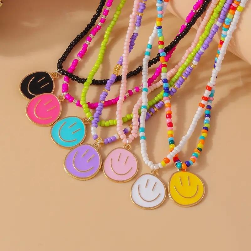 Ketting Smiley (set van 7 verschillende kleuren), Ophalen of Verzenden, Nieuw, Overige kleuren, Overige materialen