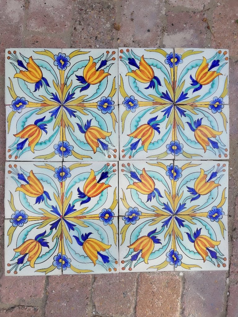 50 stuks antieke wandtegels tulp handbeschilderd 13.1x13.1, Ophalen