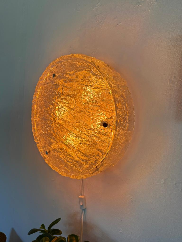 Tambour XL iceglass wand/plafondlamp, Kaiser Leuchte ‘70, Ophalen of Verzenden, Zo goed als nieuw, Glas