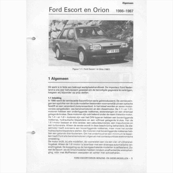 Ford Escort Orion Vraagbaak losbladig 1986-1987 #1 Nederland, Ophalen of Verzenden, Gelezen, Ford