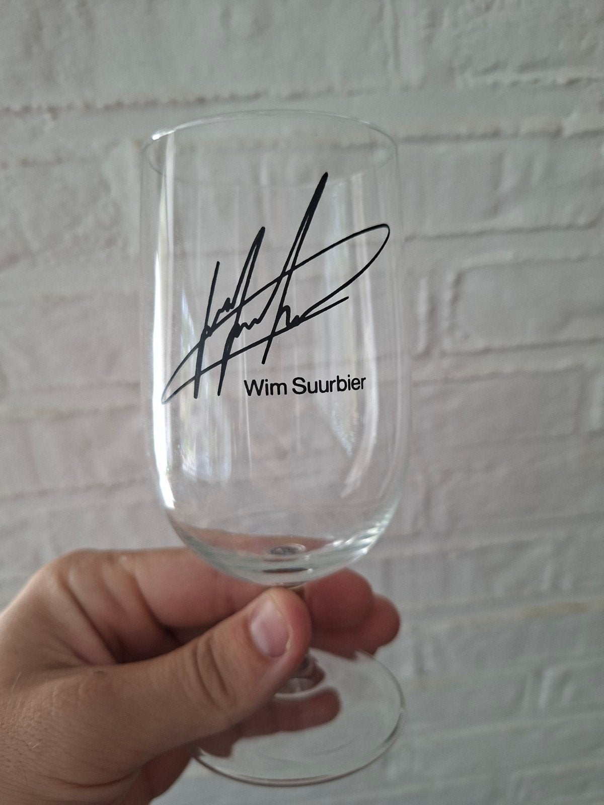 Ajax Leerdam glas - Wim Suurbier met handtekening, Ophalen of Verzenden, Zo goed als nieuw, Ajax, Overige typen