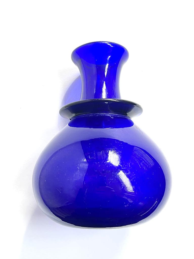Kobalt blauwe karaf fles ca.1800 Bristal Blue onion bottle, Antiek en Kunst, Antiek | Glas en Kristal, Ophalen of Verzenden