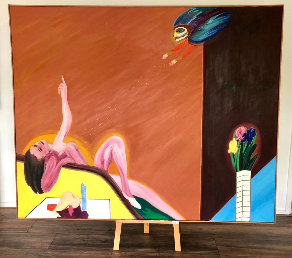 Ivan Theys, zeer groot museaal schilderij; ‘Het verlangen..’, Ophalen