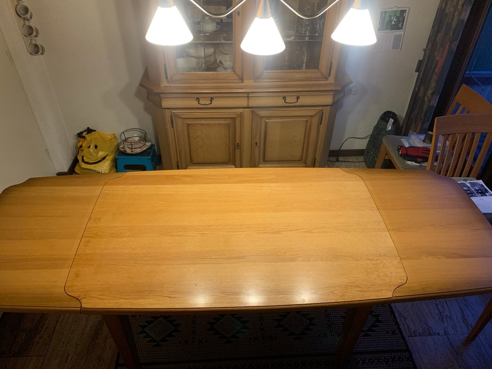 Uitschuifbare eettafel van eikenhout, Ophalen, Gebruikt, Eikenhout, 200 cm of meer