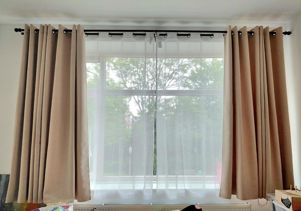 Curtains & Curtain Rod Set, Huis en Inrichting, Stoffering | Gordijnen en Lamellen, Ophalen of Verzenden, 100 tot 150 cm, Minder dan 100 cm