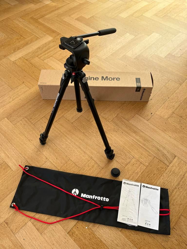 Manfrotto 290 Xtra statief met Manfrotto 128RC statiefkop, Ophalen, Driepoot, Zo goed als nieuw, 150 tot 175 cm