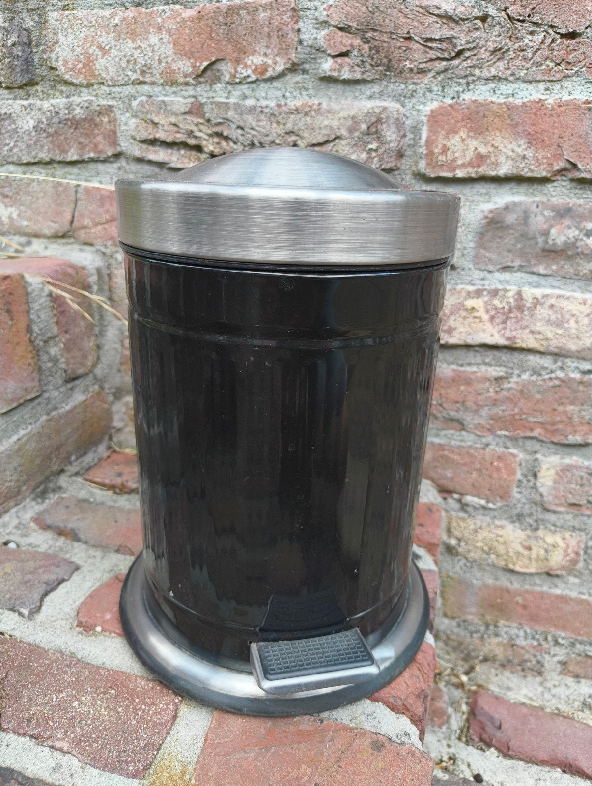 Kleine prullenbak (ijzer, roestvrijstaal), Gebruikt, Met pedaal, Ophalen of Verzenden, Minder dan 10 liter