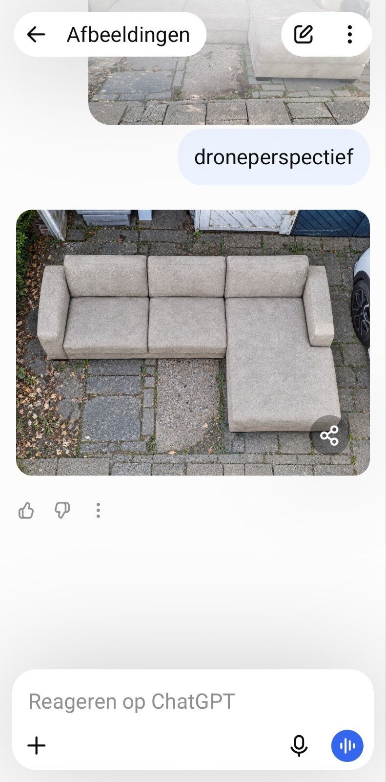 bank met lounge gedeelte beige gemeleerd, Huis en Inrichting, Ophalen, 75 tot 100 cm, Zo goed als nieuw, Stof