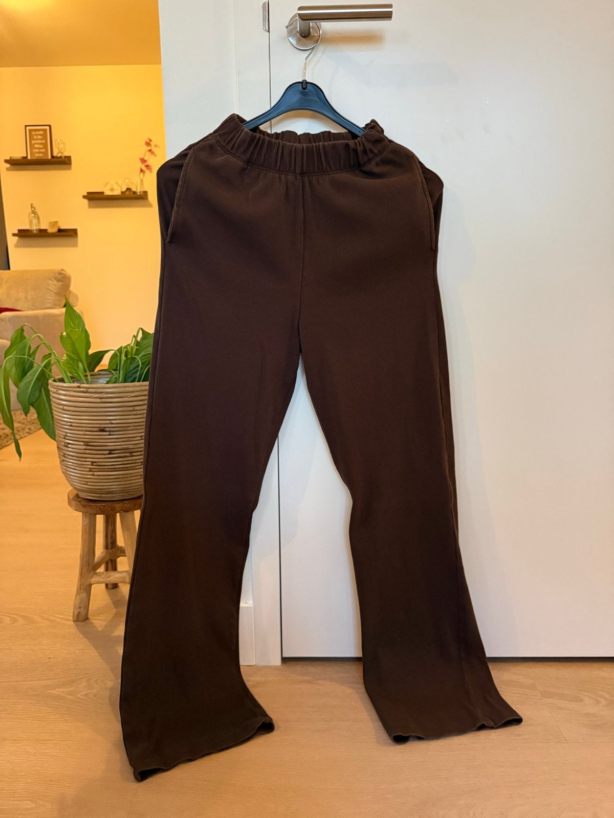 Bruine ribbroek van Olivia & Kate, maat S, Kleding | Dames, Bruin, Verzenden, Zo goed als nieuw, Maat 36 (S)