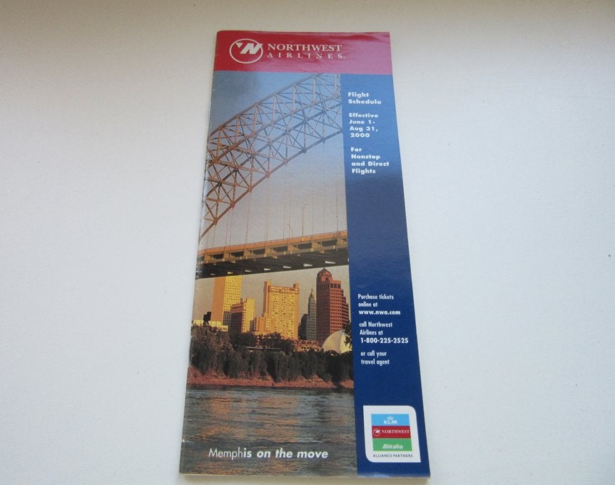 Northwest Airlines timetable 2000, Verzenden, Gebruikt, Overige typen