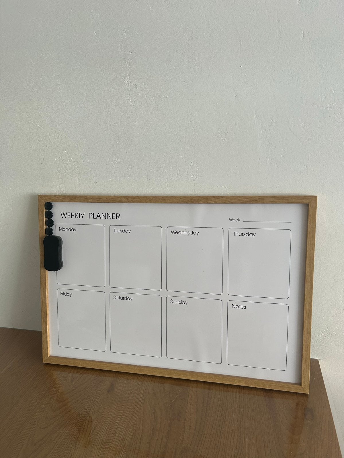 Magnetisch whiteboard weekplanner 40x60 met houten rand, Ophalen of Verzenden, Gebruikt, Magneetbord