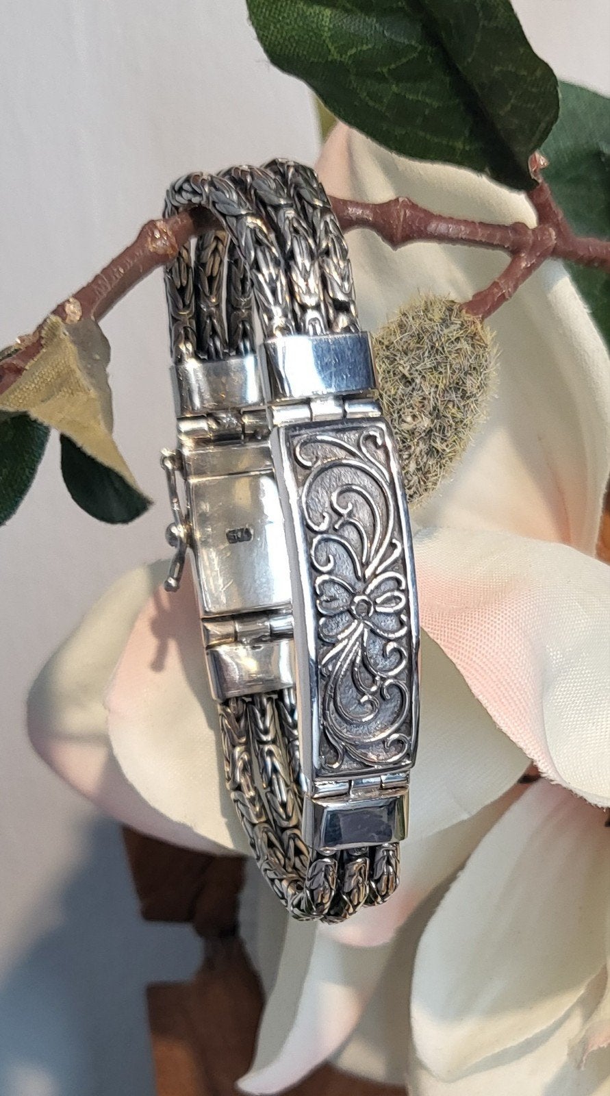 Zilveren Best to Buddha David Carving Triple armband, Ophalen of Verzenden, Nieuw, Zilver