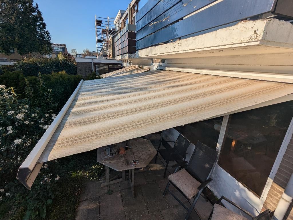 elektrisch knikarm zonnescherm Sunpoint nieuwe motor 361,5cm, Tuin en Terras, Zonneschermen, Sunpoint, Gebruikt, Elektrisch, 150 tot 300 cm