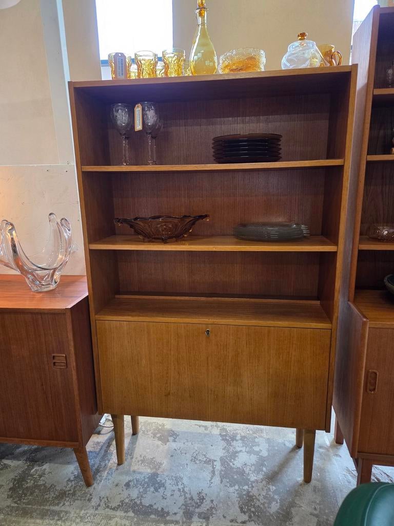 Vintage Mid-Century boekenkast teak, Ophalen, Gebruikt, 100 tot 150 cm, 50 tot 100 cm