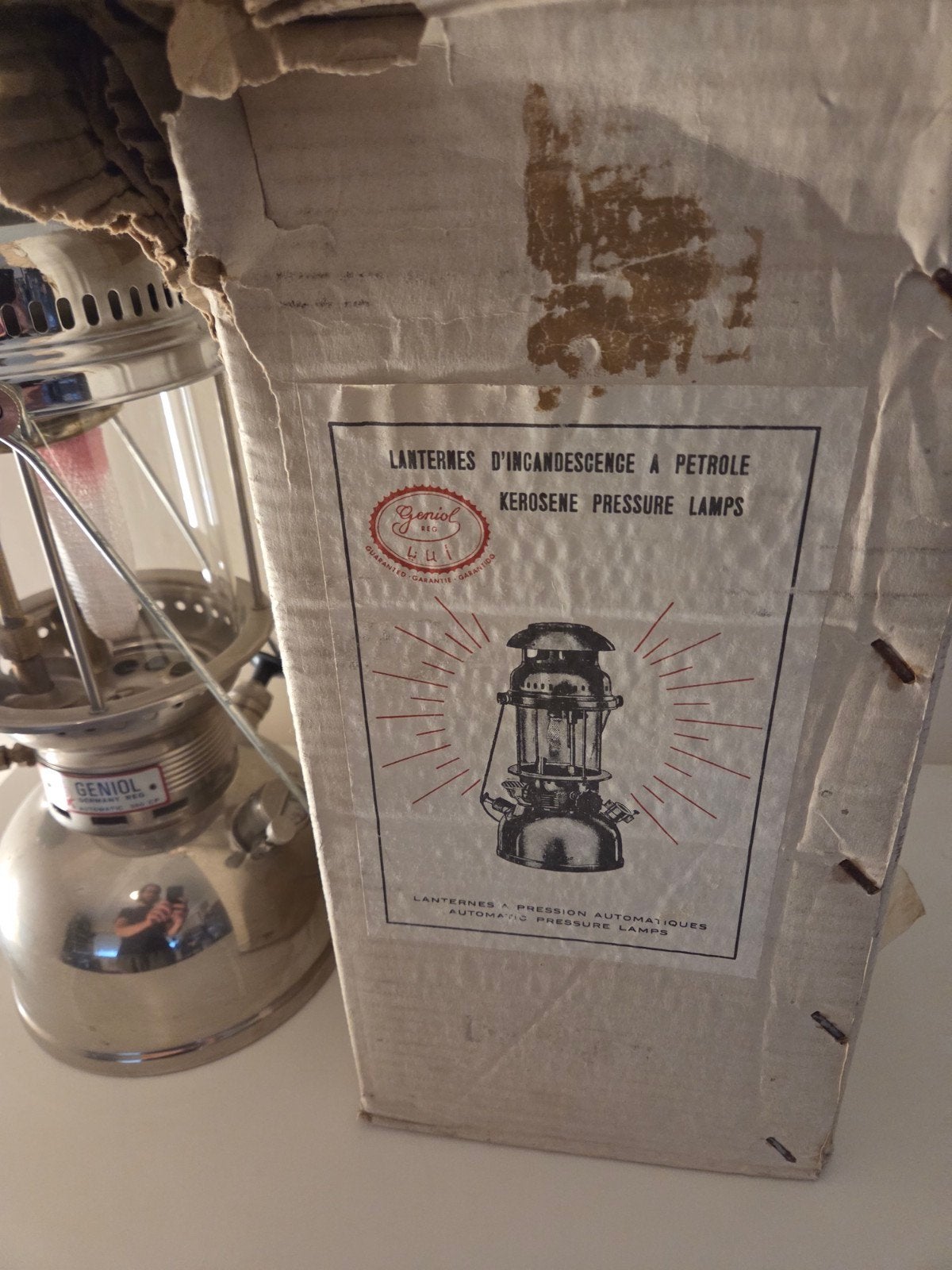 Vintage Geniol Kerosine Druk Lamp - 350 CP, Ophalen of Verzenden