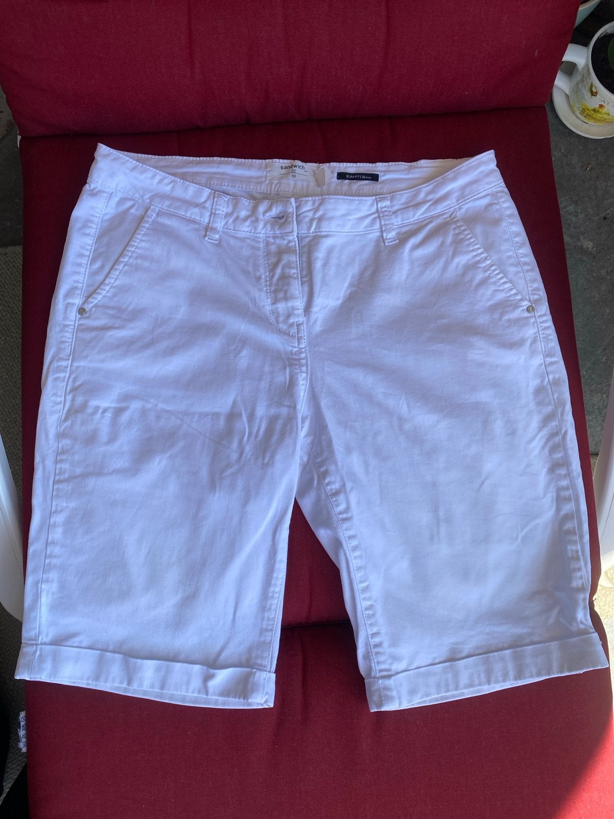 Witte Sandwich Bermuda Shorts Maat 40 Slim Fit, Maat 38/40 (M), Wit, Ophalen of Verzenden, Zo goed als nieuw