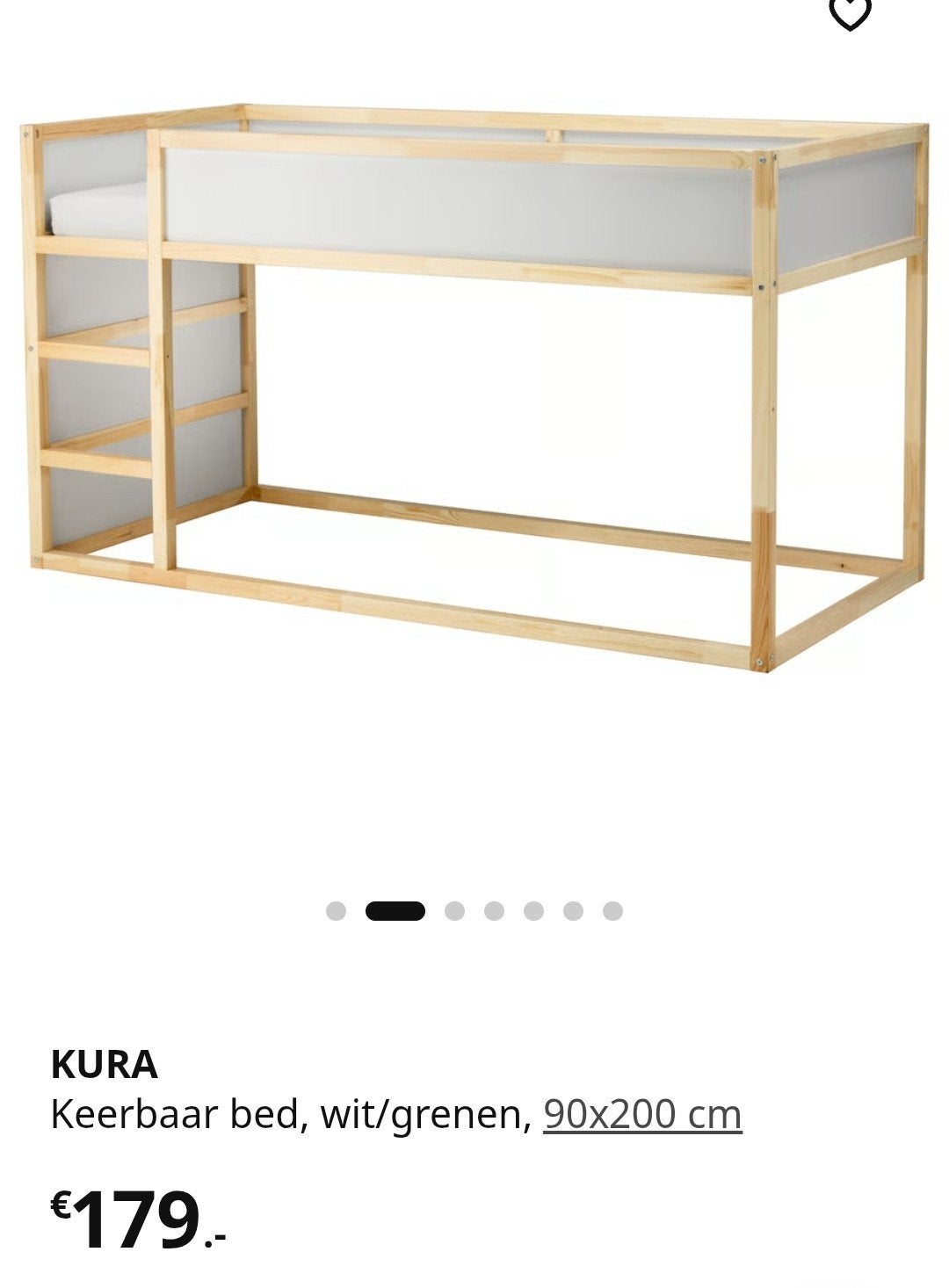 IKEA KURA omkeerbaar bed, wit/grenen, 90x200 cm, Kinderen en Baby's, Kinderkamer | Bedden, Ophalen, Zo goed als nieuw, 180 cm of meer