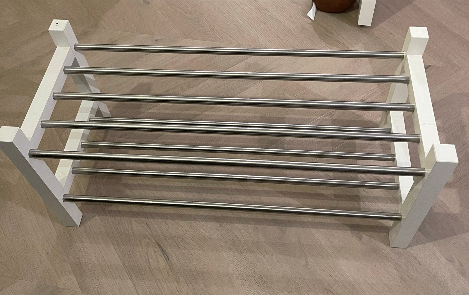 IKEA TJUSIG Schoenrek - Wit met RVS stangen, Ophalen, Gebruikt