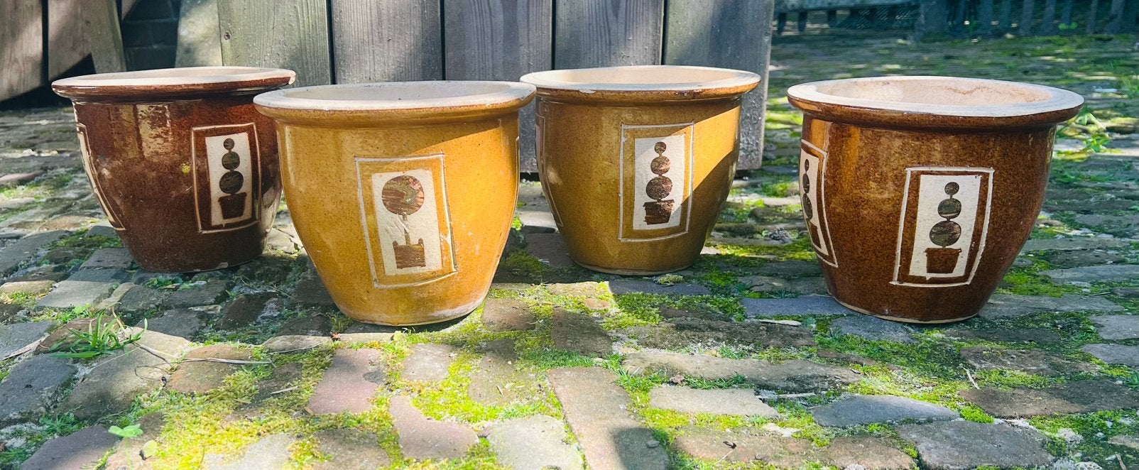 4 terracotta tuinpotten, Tuin en Terras, Gebruikt, Rond, Ophalen of Verzenden, Minder dan 40 cm