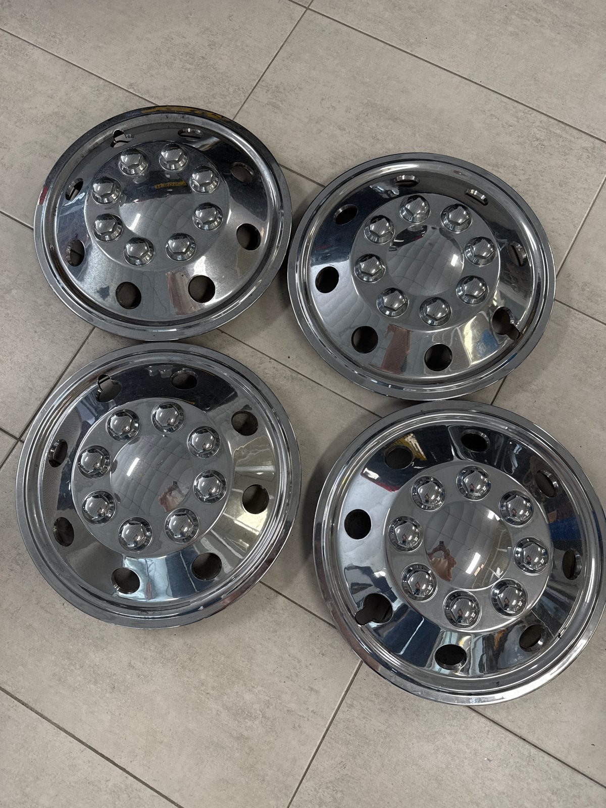 Set van 4 Chromen 15 inch Wieldoppen Fiat Ducato, Caravans en Kamperen, Ophalen of Verzenden, Gebruikt