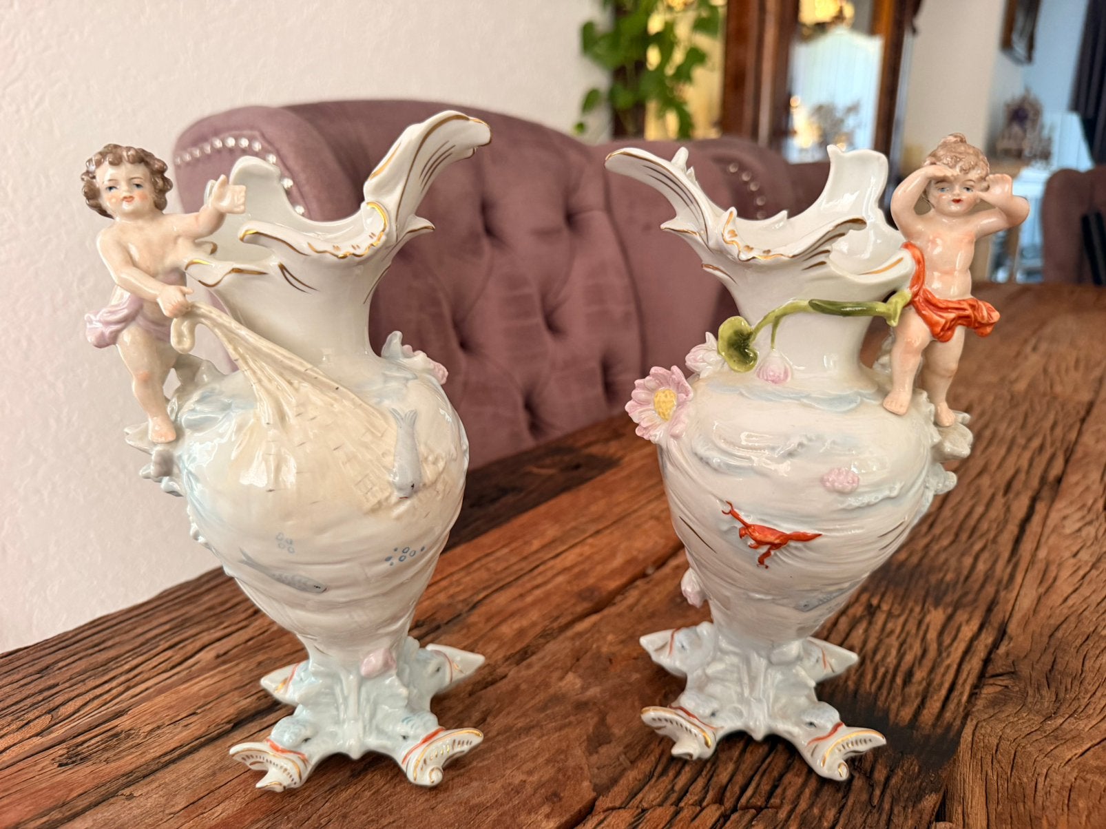2 scheibe alsbach kannetjes met engeltjes, Ophalen of Verzenden