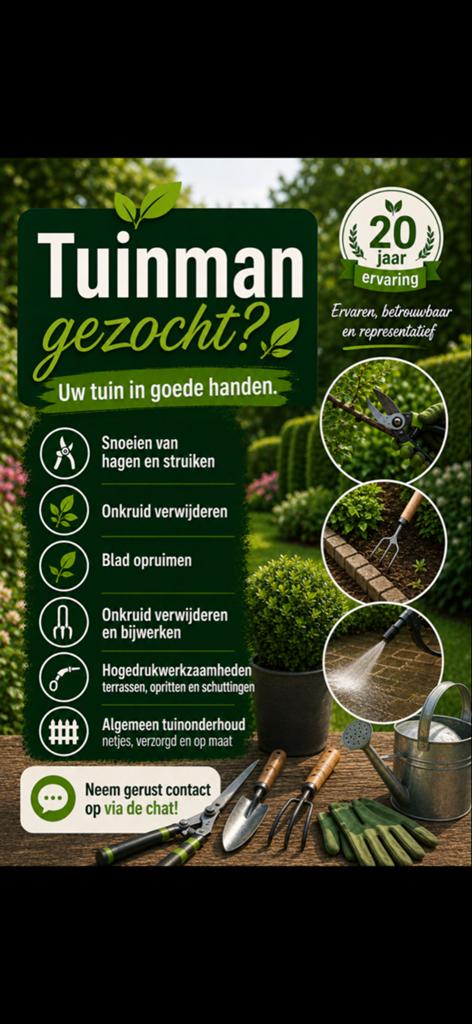 Tuinman tuinonderhoud aangeboden, Ophalen of Verzenden