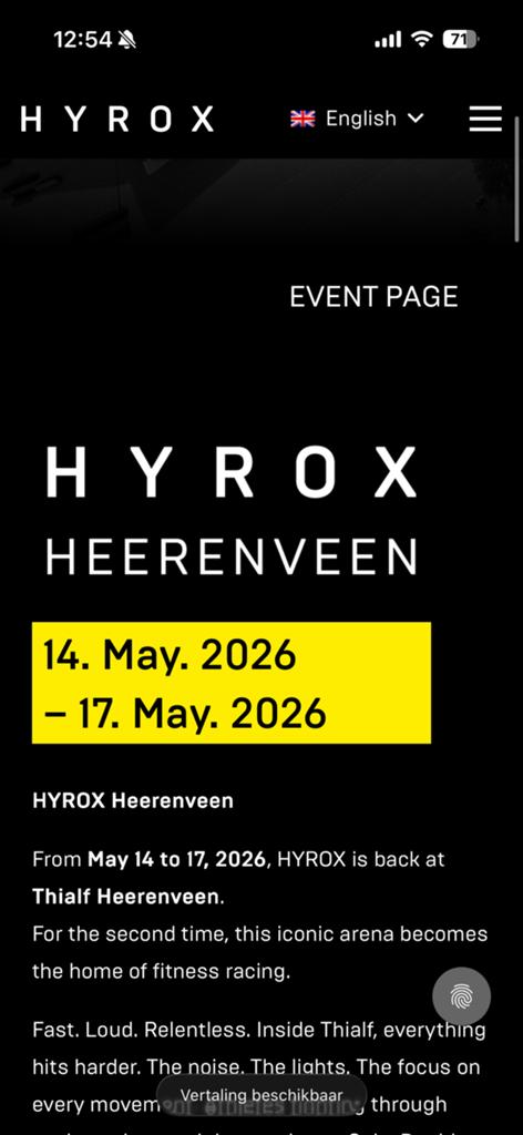 Hyrox Heereveen open solo womens ticket zondag 17 mei, Tickets en Kaartjes, Sport | Overige, Eén persoon, Mei