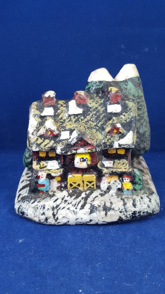 Vintage kerstdecoratie: kaars kersthuisje, winter. W3, Diversen, Kerst, Tweedehands verkoop, Tweedehands verkoop, Gebruikt, Ophalen of Verzenden