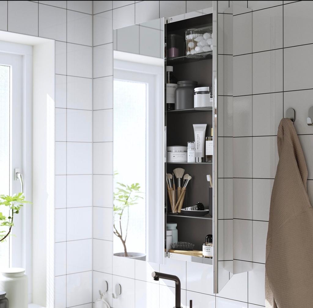 Ikea LETTAN spiegelkast 60x15x95 - Badkamerkast met spiegel, Huis en Inrichting, Ophalen, Gebruikt, Wit, Overige typen
