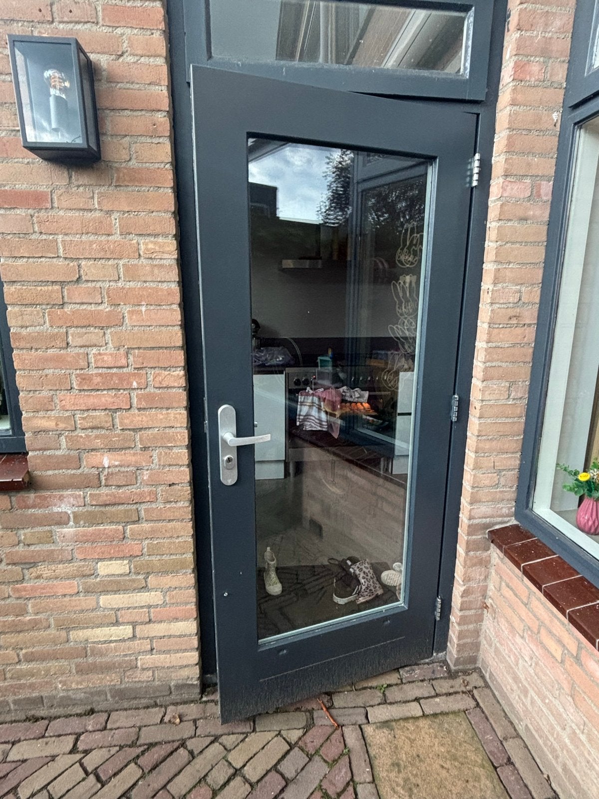 2 buitendeuren Jules met blank hr++ glas, 2 jaar oud, Ophalen, 80 tot 100 cm, 200 tot 215 cm, Hout