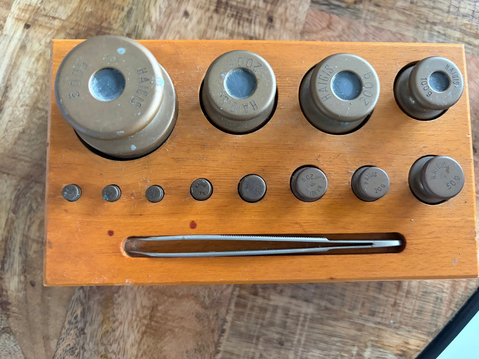 Originele HAIGIS apotheekgewichten – geijkt – complete set, Ophalen of Verzenden