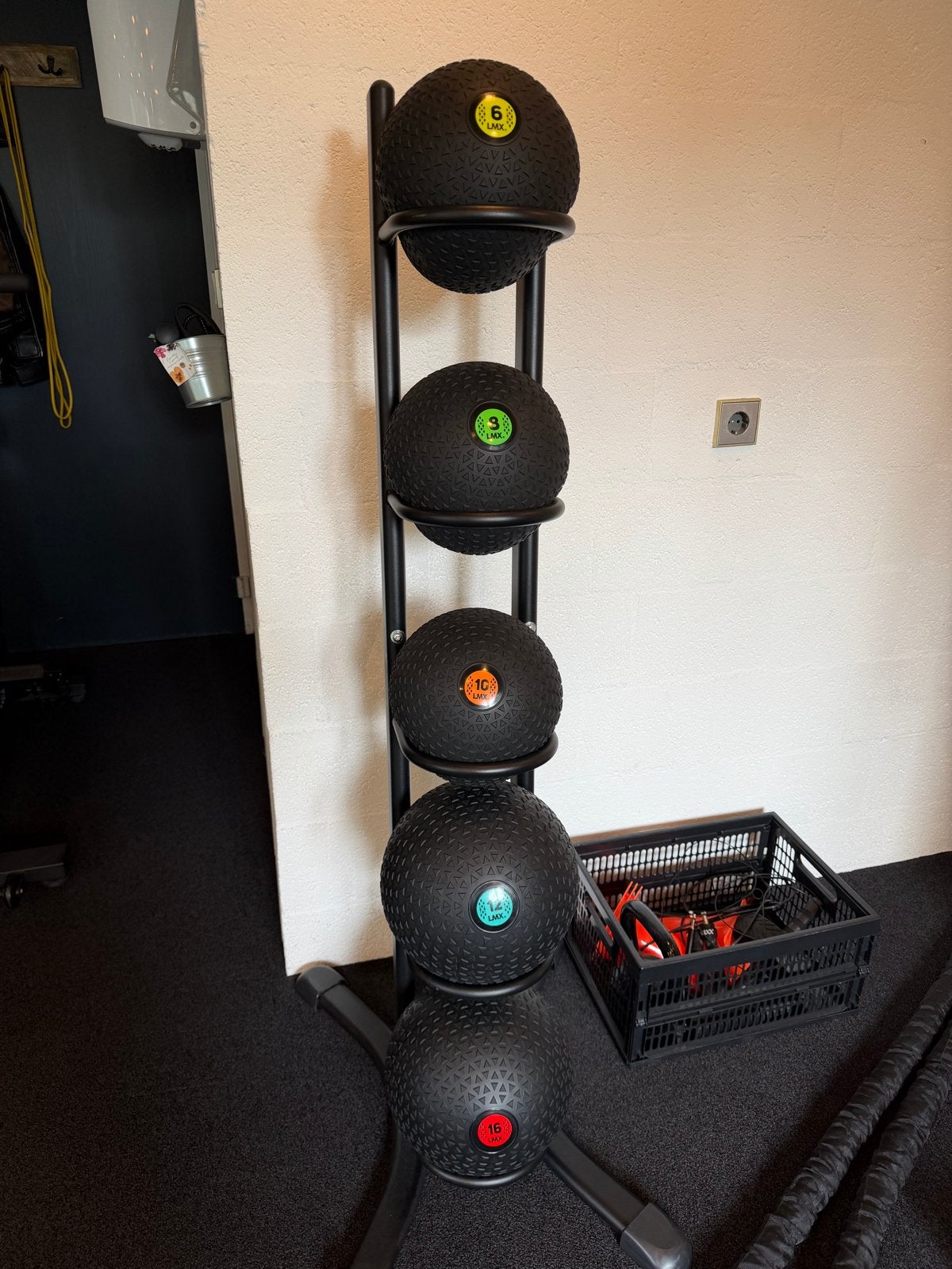 LMX set met rek - 6, 8, 10, 12, 16 KG, Ophalen, Gebruikt, Armen, Medicijnbal