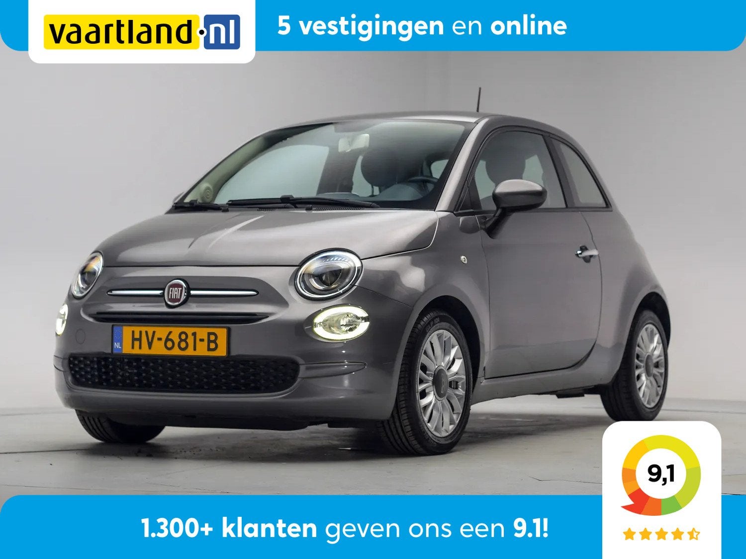 Fiat 500 0.9 TwinAir Turbo Popstar Aut. [ Airco Stuurschakel, Auto's, Gebruikt, 31 €/maand, Origineel Nederlands, Bedrijf