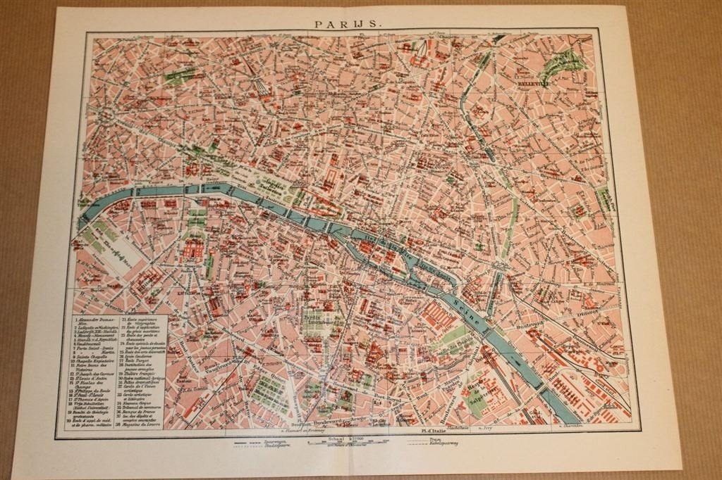 Antieke kaart/plattegrond - Parijs - Circa 1900, Ophalen of Verzenden, 1800 tot 2000, Nederland, Landkaart