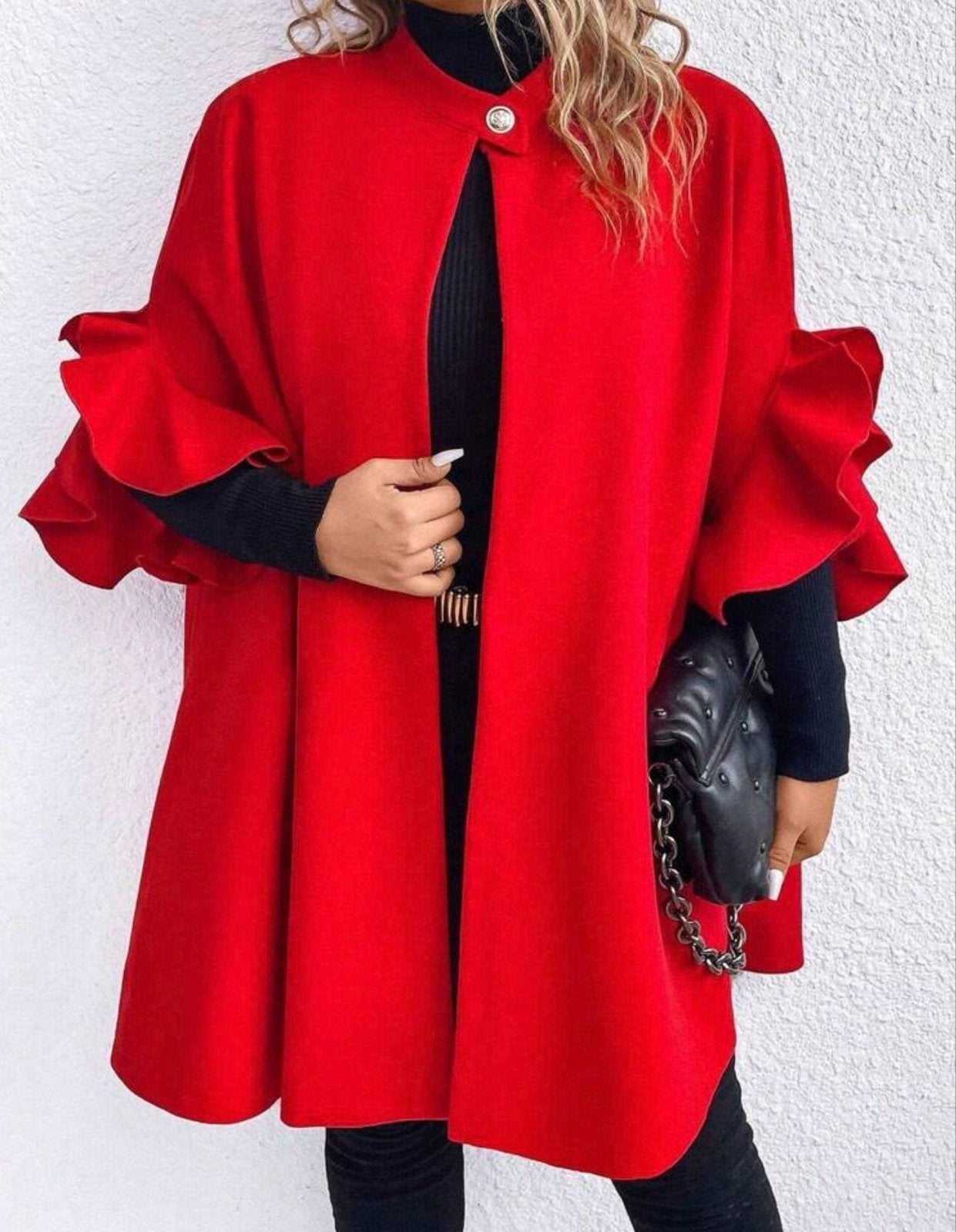 Stijlvolle Cape Jas met Ruches - Maat XL, Ophalen of Verzenden, Nieuw, Maat 46/48 (XL) of groter, Rood