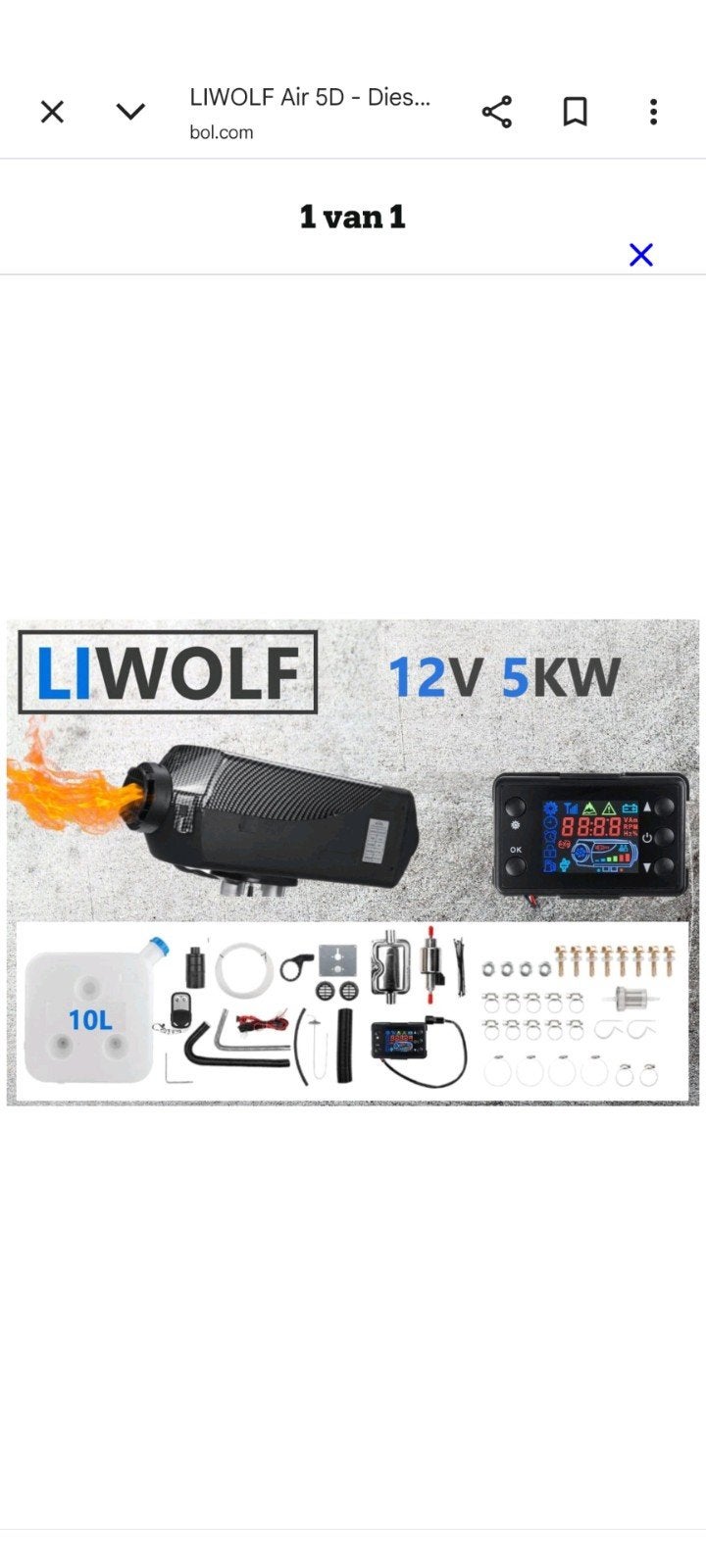 LIWOLF Diesel Standkachel 12V 5KW met inbouwset, Ophalen of Verzenden, Nieuw, 60 tot 150 cm, Kachel