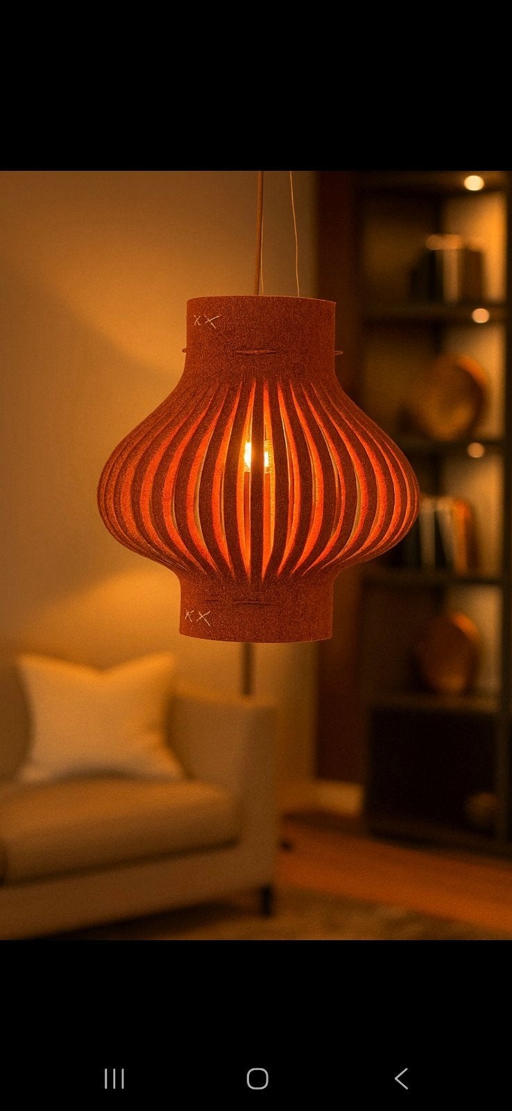 1x Buzzilight Mono akoestische dempende hanglamp vilt oranje, Huis en Inrichting, Ophalen, Natuurlijk materiaal, 1x Buzzilight Mono akoestische dempende hanglamp vilt oranje