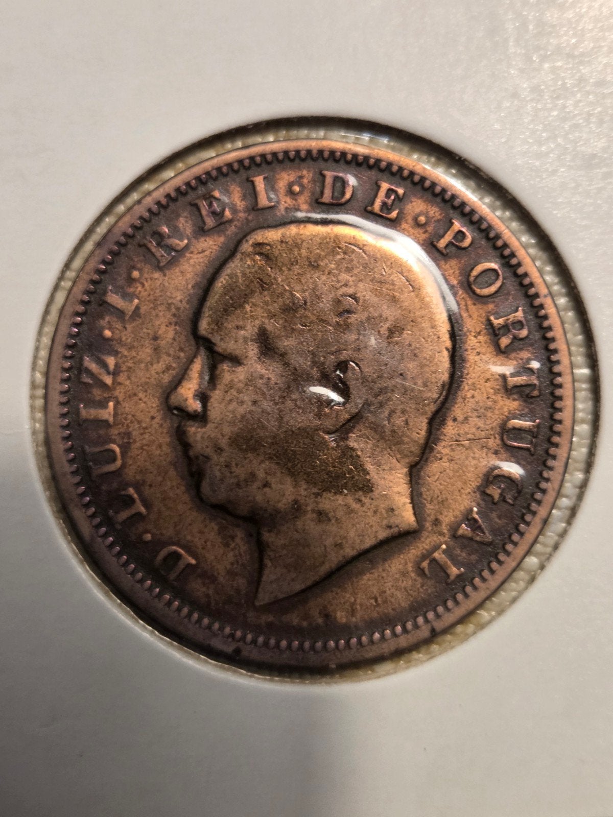 Zeldzame Portugese 20 Reis munt uit 1883 - D. Luiz I, Ophalen of Verzenden, Overige landen, Losse munt