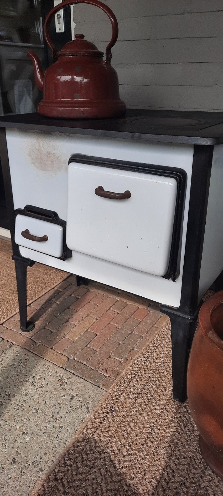 antieke kookkachel, Ophalen, Gebruikt, Hout, Houtkachel