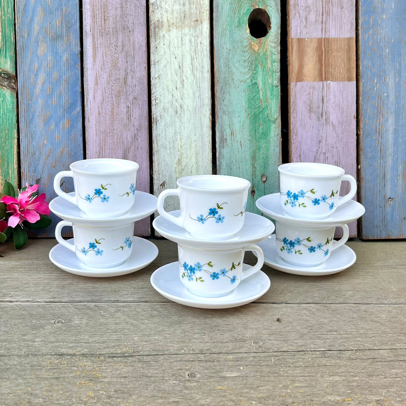 Arcopal Veronica espresso kopjes Myosotis, Gebruikt, Ophalen of Verzenden, Glas, Overige stijlen
